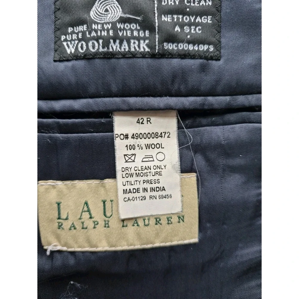 Lauren Ralph Lauren Mens Wool Sports Coat 42R Navy Pinstripe 2 Button Blazer
